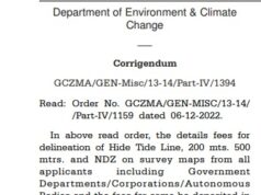 Fees for delineation of Hide Tide Line & No Development Zone revised