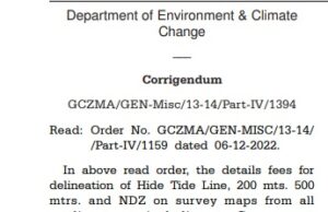 Fees for delineation of Hide Tide Line & No Development Zone revised