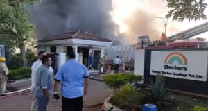Massive fire engulfs paint factory at Pilerne; loss expected to be in crores; no injuries reported so far