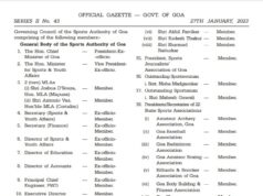 General Body and Governing Council of the Sports Authority of Goa reconstituted