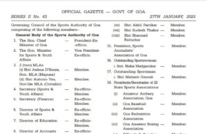 General Body and Governing Council of the Sports Authority of Goa reconstituted