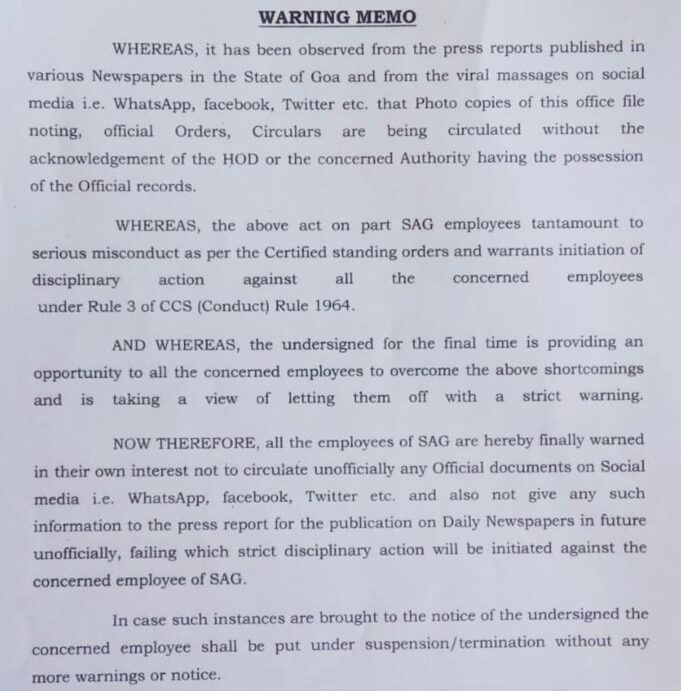 SAG warns staff against official document leaks on social media