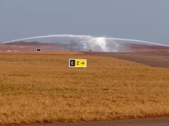 First Commercial Flight lands at Manohar International Airport at Mopa