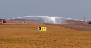 First Commercial Flight lands at Manohar International Airport at Mopa