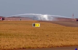 First Commercial Flight lands at Manohar International Airport at Mopa