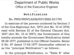 Govt issues notification downgrading Margao-Chandor-Curchorem road to Major District Road status