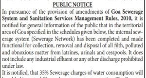 Ponda Municipal Area residents can now avail sewerage network connection