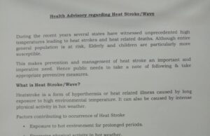 Heat advisory by DHS