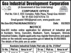 Goa- IDC invites applications for allotment of 29 Industrial plots