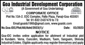 Goa- IDC invites applications for allotment of 29 Industrial plots