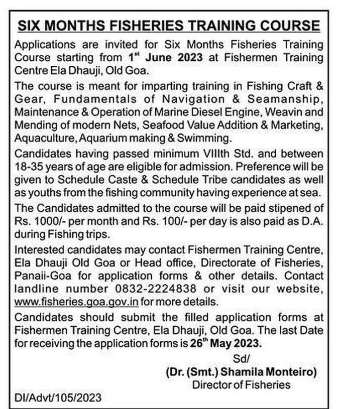 Fisheries Dept to train youth in fishing trade