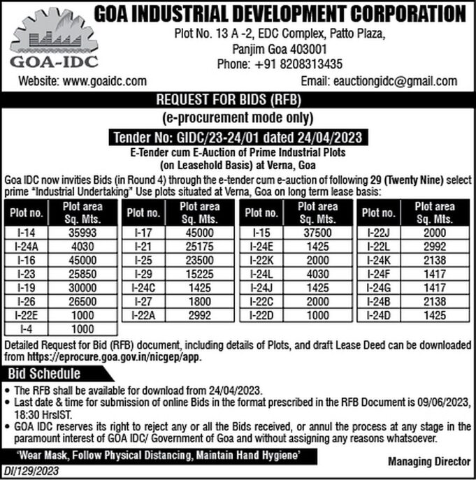 GIDC invites bids for 29 industrial plots at Verna