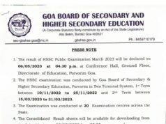 Goa Board to declare HSSC results on May 6