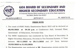 Goa Board to declare HSSC results on May 6