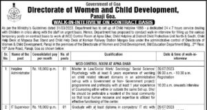 Govt to appoint 22 staff on contract basis to operate Child Helpline in Goa