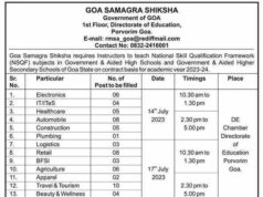 64 NSQF instructors to be appointed on contract basis under Goa Samagra Shiksha