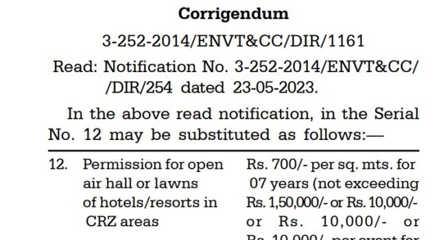 Lawns of hotels and resorts in CRZ areas will now have to pay scrutiny fee to GCZMA