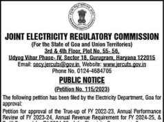 Public Hearing over Goa Govt’s Tariff Proposal for FY 2024-25 on Jan 8 & 9