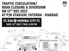 Traffic to be diverted in view of ISL match at Fatorda stadium tomorrow