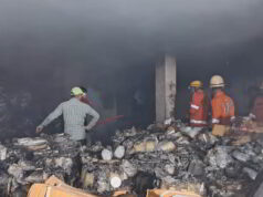Massive fire engulfs Pharma company warehouse at Honda Industrial Estate