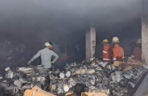 Massive fire engulfs Pharma company warehouse at Honda Industrial Estate