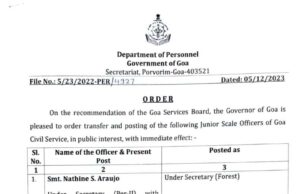 38 Junior Scale Officials of Goa Civil Service transferred