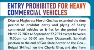 Chorla Ghat road on Goa side closed for heavy vehicles during daytime till Sept 2024