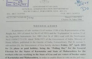 Lok Sabha Polls: Paid holiday on April 26 for Karnataka and Maharashtra native voters working in Goa