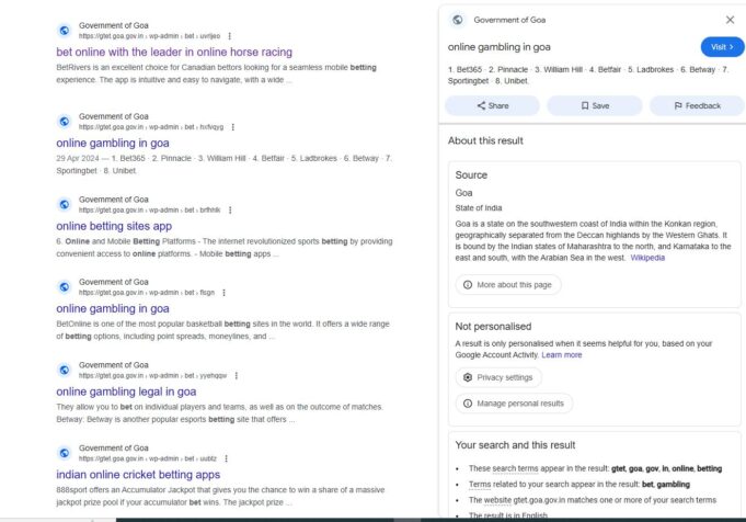 Scammers plant online betting ads on Goa govt websites