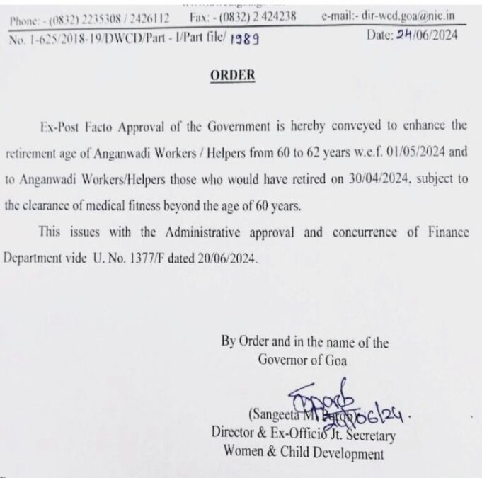 Retirement age of Anganwadi Workers and Helpers increased to 62 years