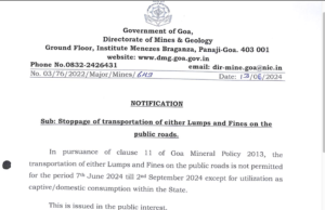 Mining ore transportation on public road prohibited from June 7 to Sept 2