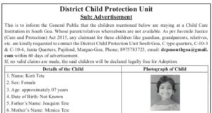 Child Protection Unit to declare 2 children free for adoption if family does not contact within 60 days