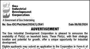 7 Industrial plots available on lease at Shiroda & Pilerne IDCs: GIDC
