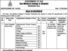 GMC to appoint 49 Junior Residents on contract basis
