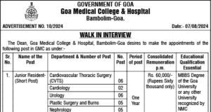 GMC to appoint 49 Junior Residents on contract basis