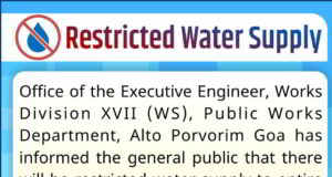 Restricted water supply to Bardez on Aug 7th & 8th