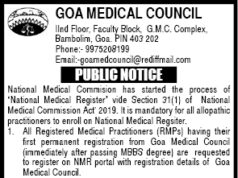 Registration on NMR portal mandatory for allopathic practitioners: Goa Medical Council