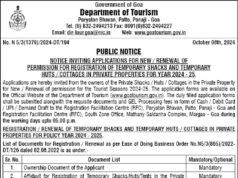 Applications invited for registration & renewal of private shacks, huts and cottages