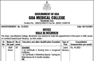GMC announces 19 contract basis vacancies