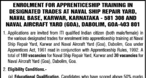 210 apprenticeship vacancies open for ITI candidates – 30 in Goa, 180 in Karwar