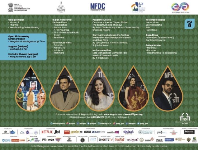 IFFI Day 8, Nov 27, 2024 Schedule