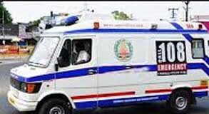 108 ambulance on way to GMC Hospital with patient gutted in fire at Dhargal; all occupants safe