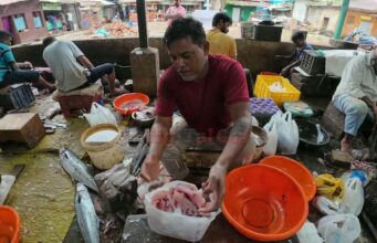 The Art of cutting Fish : skill , speed, and precision. panaji Fish Market