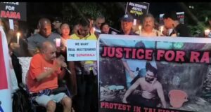Candle light protest against daylight attack on activist Rama Kankonkar at Caranzalem