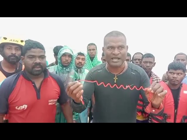 Fisherman Pele with the help of lifeguard rescued 27 fishermen from sinking trawler today morning