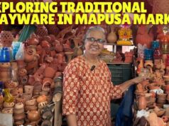 Exploring Traditional Clayware in Mapusa Market.
