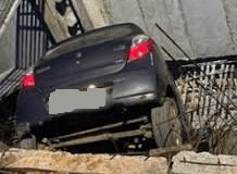 Car Plunges Into Ditch at Chimbel Flyover Site; Driver Escapes Unhurt