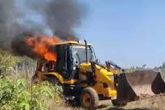 Woman killed, minor son injured as dumper rams into two-wheeler at Ponda; angry locals set JCB on fire