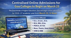 Centralised Online admissions for Goa colleges to begin on March 23