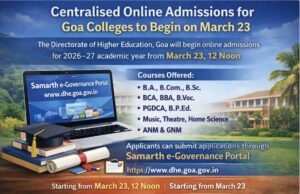 Centralised Online admissions for Goa colleges to begin on March 23